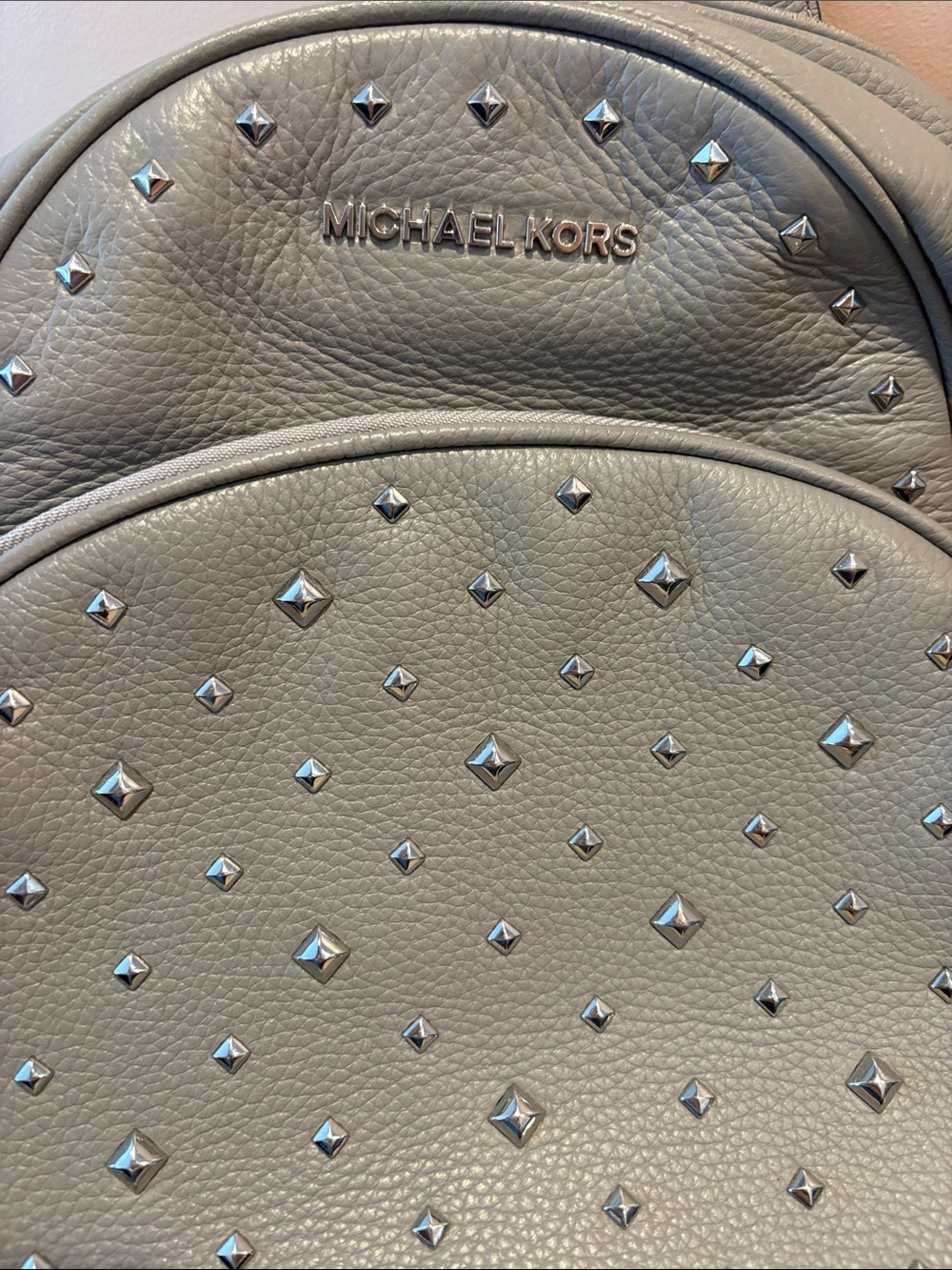 Michael Kors Pebbled grey Leather Studded Backpack - Picture 4 of 4